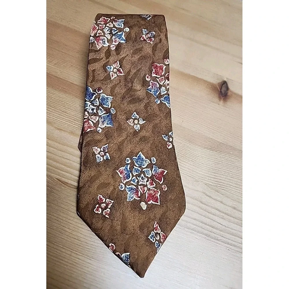 Liberty of London Mens Necktie Brown Floral Archive‎ Print 100% Silk USA 3.5x57